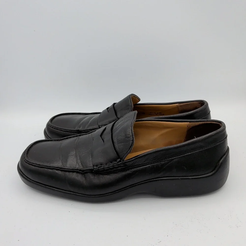 Bally Fisto Mens Black Leather Penny Loafers Size‎ 7.5 D Made in Italy Slip On